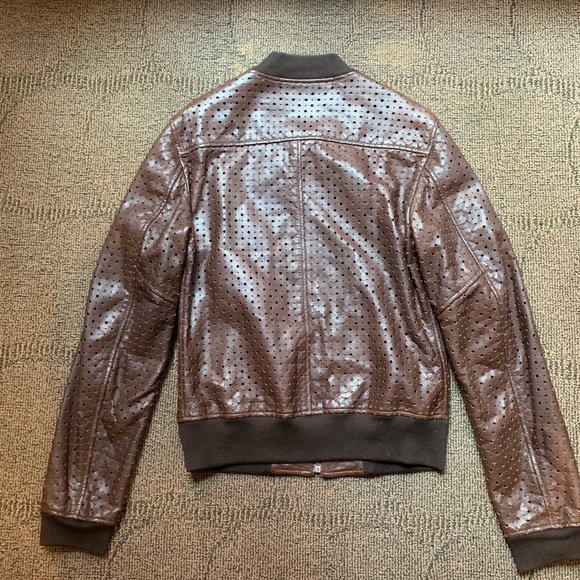 DOLCE & GABBANA - Perforated Leather Bomber jacket Brown, Small - Picture 6 of 6